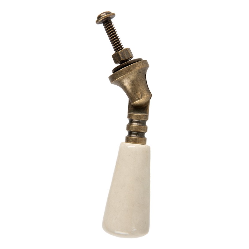 Clayre & Eef Deurknop 2x2x7 cm Beige Keramiek