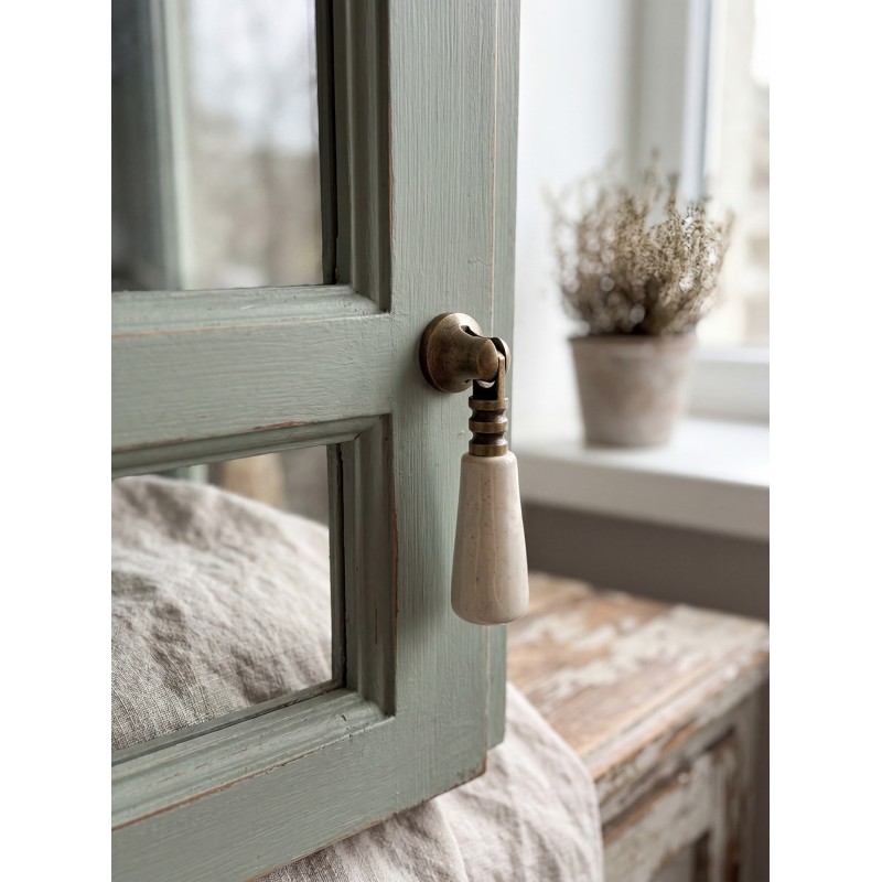 Clayre & Eef Deurknop 2x2x7 cm Beige Keramiek