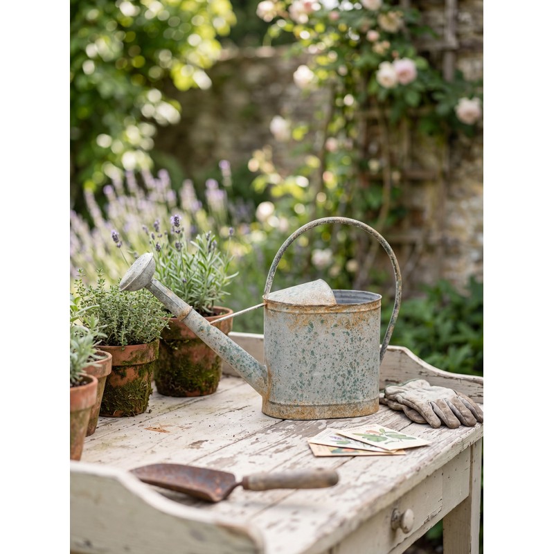 Clayre & Eef Arrosoir de décoration 50x16x33 cm Gris Vert Métal