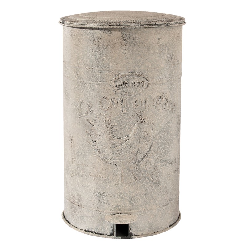 Clayre & Eef Pedaalemmer 12000 ml Wit IJzer Kip