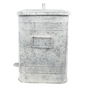 Clayre & Eef Poubelle à pédale 26x26x36 cm Gris Métal Fleurs