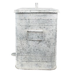 Clayre & Eef Poubelle à pédale 26x26x36 cm Gris Métal Fleurs