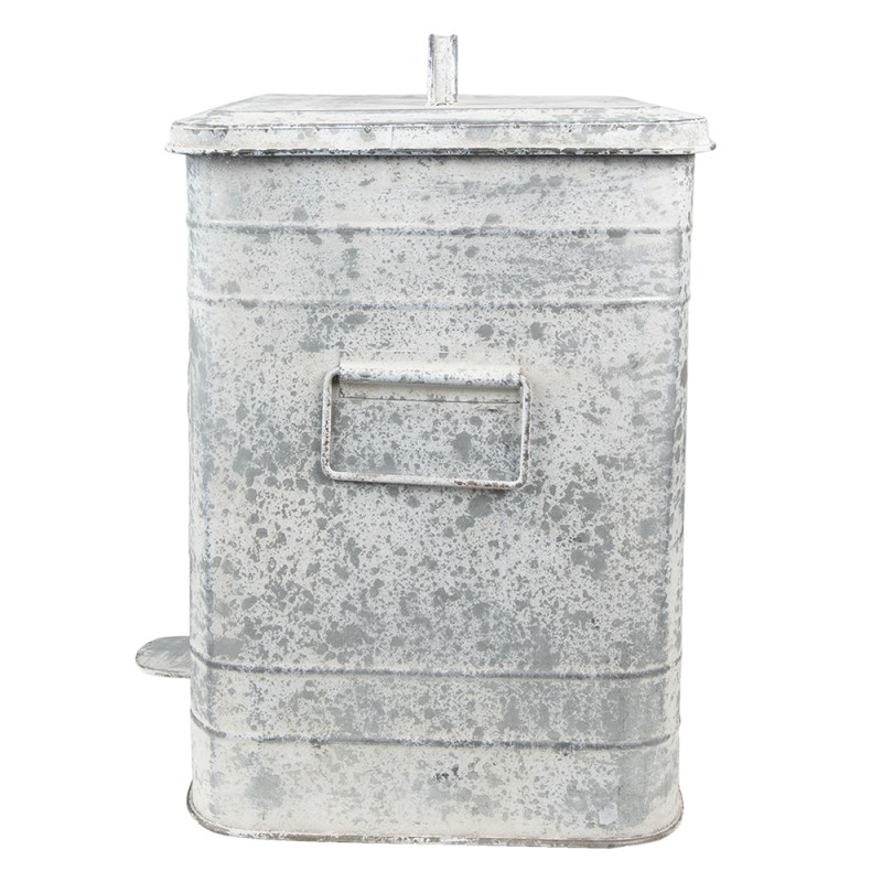 Clayre & Eef Poubelle à pédale 26x26x36 cm Gris Métal Fleurs