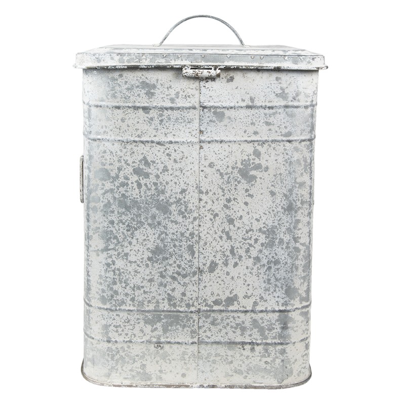 Clayre & Eef Poubelle à pédale 26x26x36 cm Gris Métal Fleurs