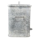 Clayre & Eef Poubelle à pédale 26x26x36 cm Gris Métal Fleurs