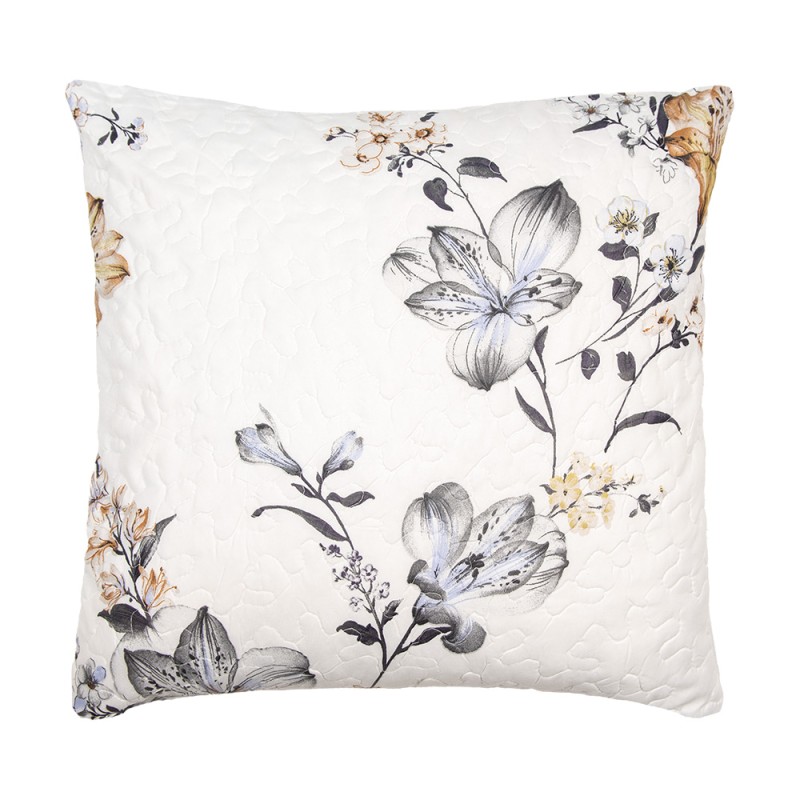Clayre & Eef Federa per cuscino 50x50 cm Bianco Grigio Poliestere Fiori