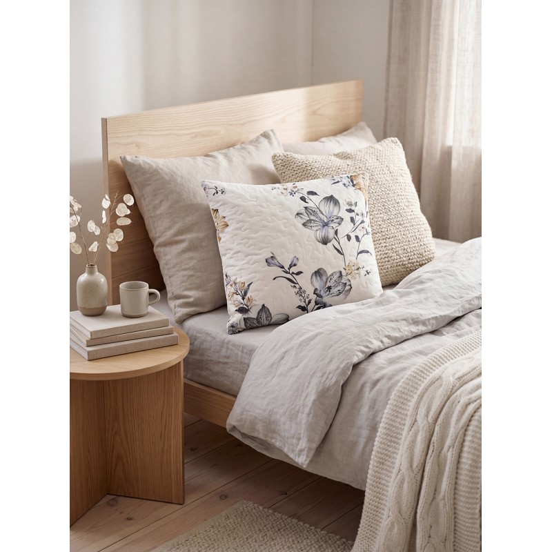Clayre & Eef Federa per cuscino 50x50 cm Bianco Grigio Poliestere Fiori