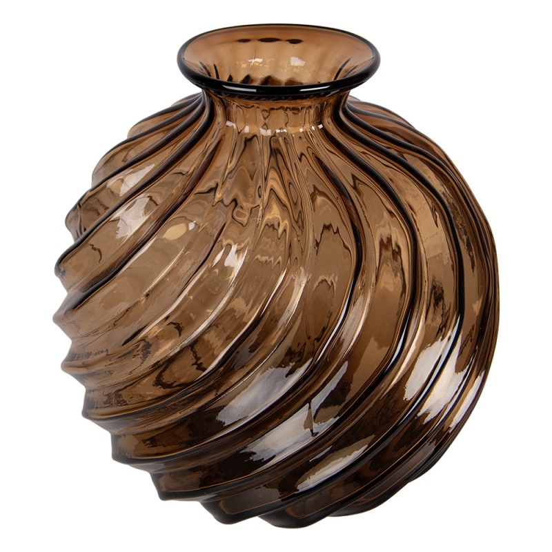 Clayre & Eef Vaas Ø 24x25 cm Bruin Glas