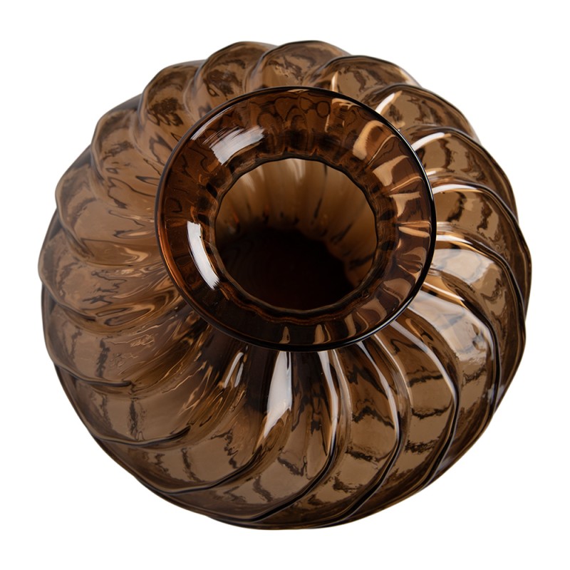 Clayre & Eef Vaas Ø 24x25 cm Bruin Glas