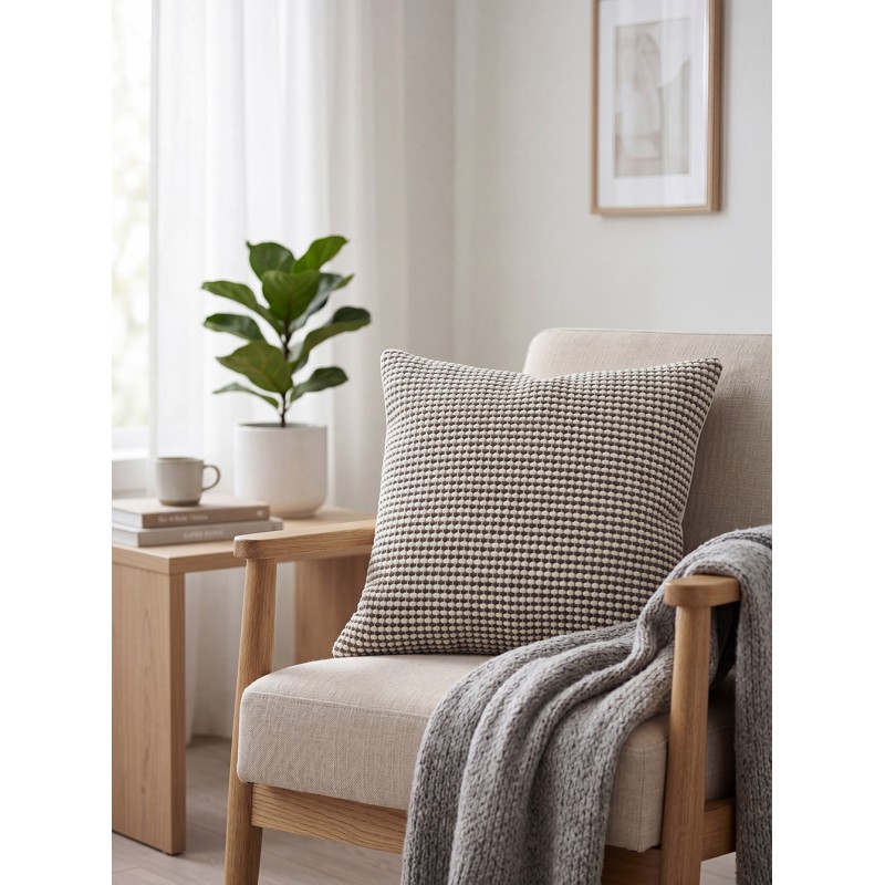 Clayre & Eef Housse de coussin 45x45 cm Marron Blanc Synthétique