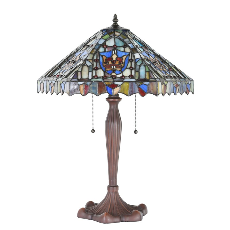 Lumilamp Lampe de table Tiffany Ø 47x60 cm Beige Bleu Verre