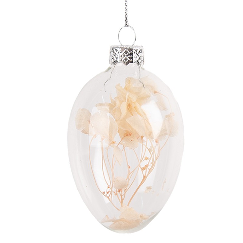 Clayre & Eef Paashanger Ei Ø 5x8 cm Transparant Glas