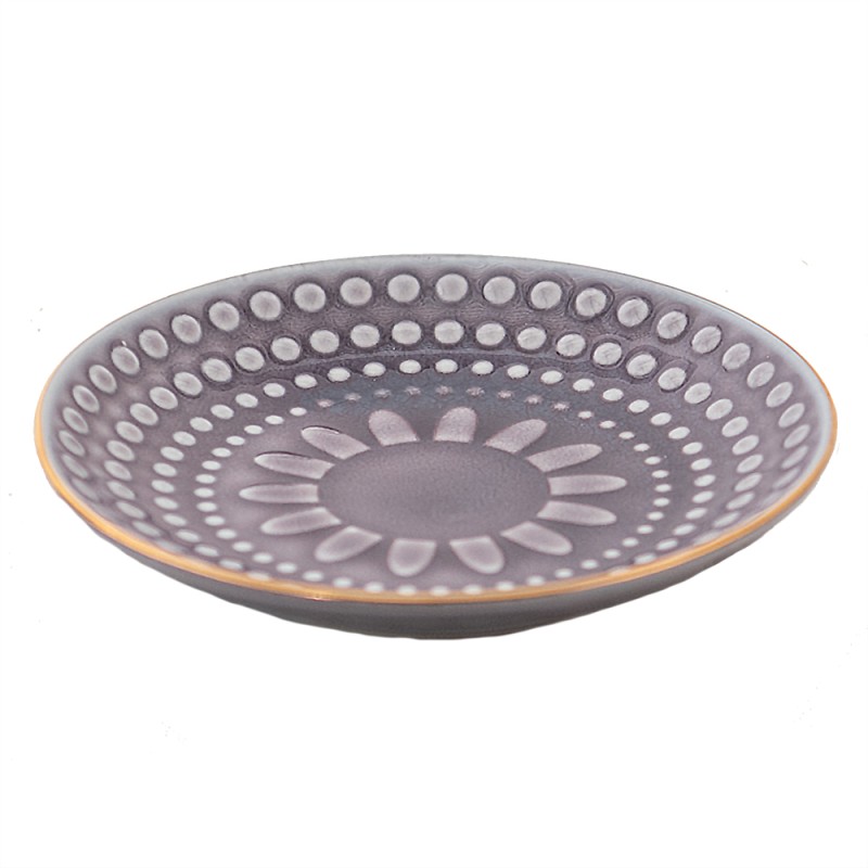 Clayre & Eef Gebaksbord Ø 13 cm Paars Keramiek
