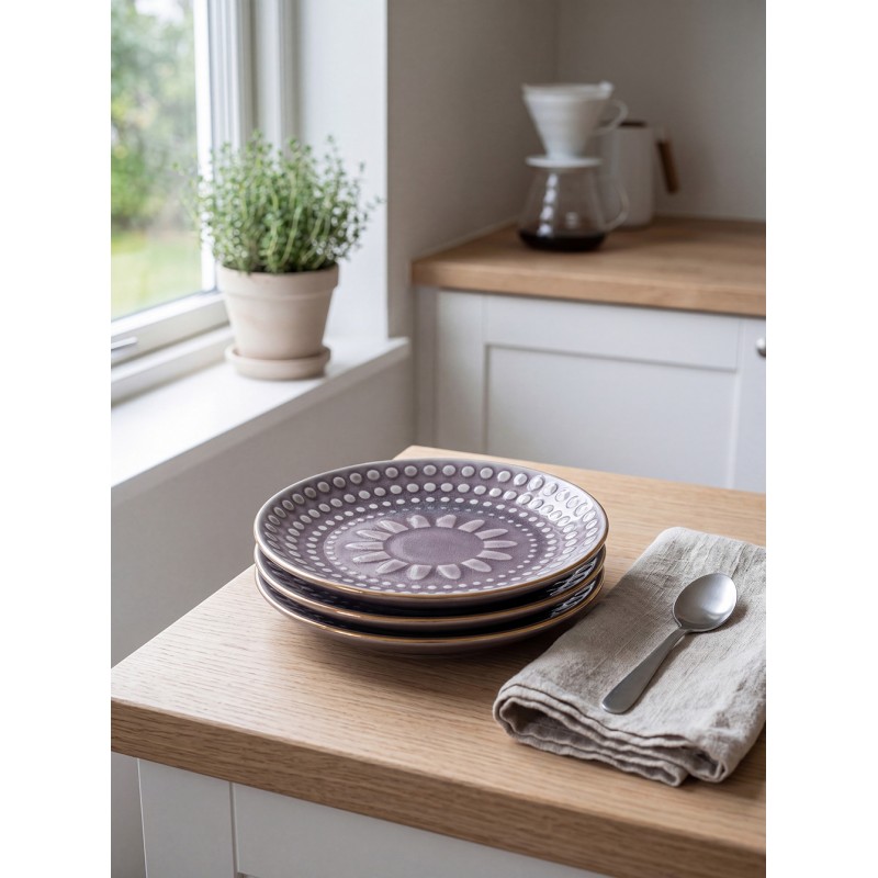 Clayre & Eef Gebaksbord Ø 13 cm Paars Keramiek