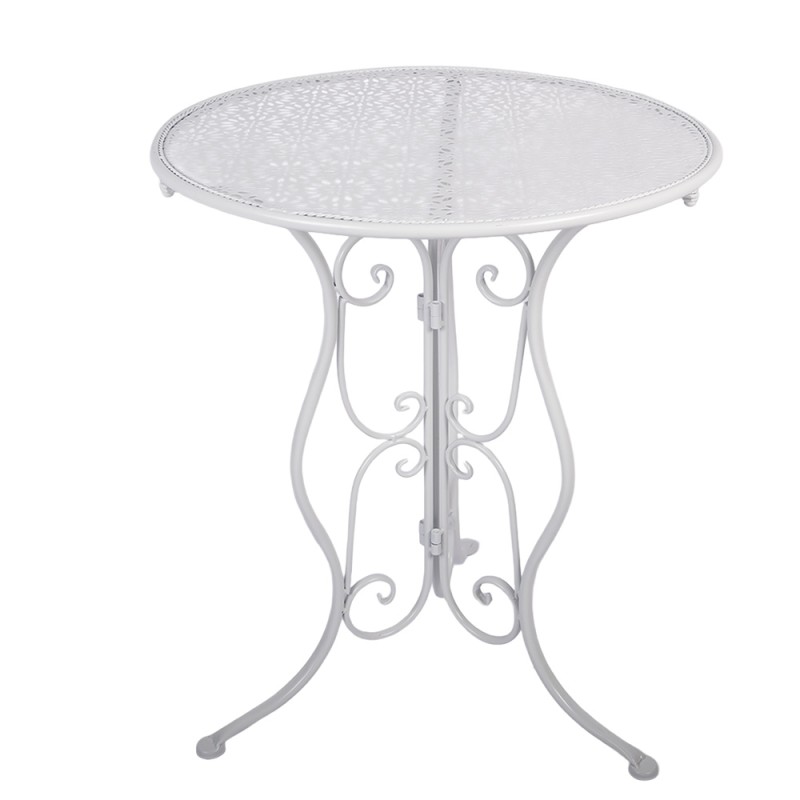 Clayre & Eef Bistroset Bistrotafel Bistrostoel 3-delig Ø 60x70 / 50x40x93 cm Wit Metaal