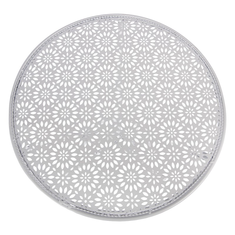 Clayre & Eef Bistroset Bistrotafel Bistrostoel 3-delig Ø 60x70 / 50x40x93 cm Wit Metaal