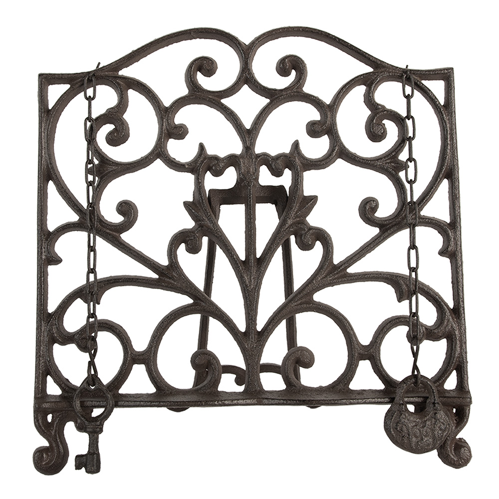 Clayre & Eef Kookboekstandaard 27x5x27 cm Bruin Metaal afbeelding 1