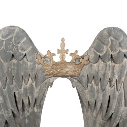 Clayre & Eef Decorazione murale Ali 46x4x65 cm Grigio Metallo