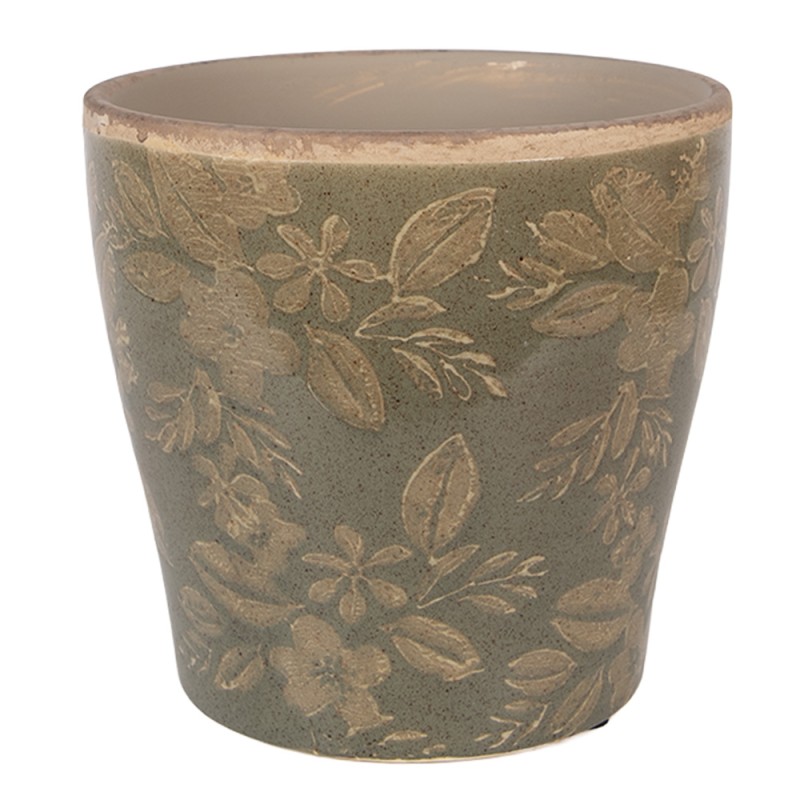 Clayre & Eef Pot de fleurs Ø 14x13 cm Vert Céramique