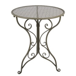 Clayre & Eef Set da bistrot Tavolo da bistrot Sedia da bistrot 3 pezzi Ø 60x70 / 50x40x93 cm Verde Metallo
