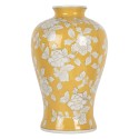 Clayre & Eef Vaas Ø 19x32 cm Geel Wit Keramiek Bloemen