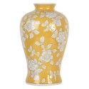 Clayre & Eef Vaas Ø 19x32 cm Geel Wit Keramiek Bloemen