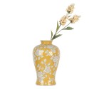 Clayre & Eef Vaas Ø 19x32 cm Geel Wit Keramiek Bloemen