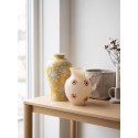 Clayre & Eef Vaas Ø 19x32 cm Geel Wit Keramiek Bloemen