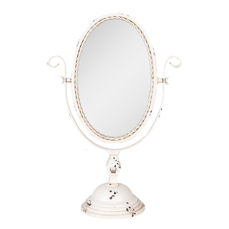 Clayre & Eef Specchio da tavolo 34x16x50 cm Beige Metallo