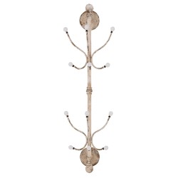 Clayre & Eef Attaccapanni da parete 28x22x100 cm Bianco Ferro