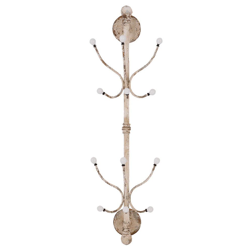 Clayre & Eef Wandkapstok 28x22x100 cm Wit IJzer afbeelding 1
