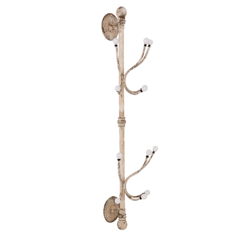 Clayre & Eef Attaccapanni da parete 28x22x100 cm Bianco Ferro
