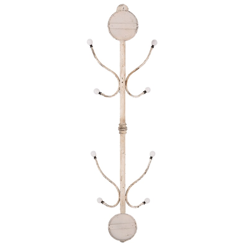 Clayre & Eef Portemanteau mural 28x22x100 cm Blanc Fer