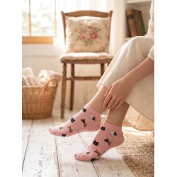 Clayre & Eef Grappige Sokken one size Roze Polyester Katten