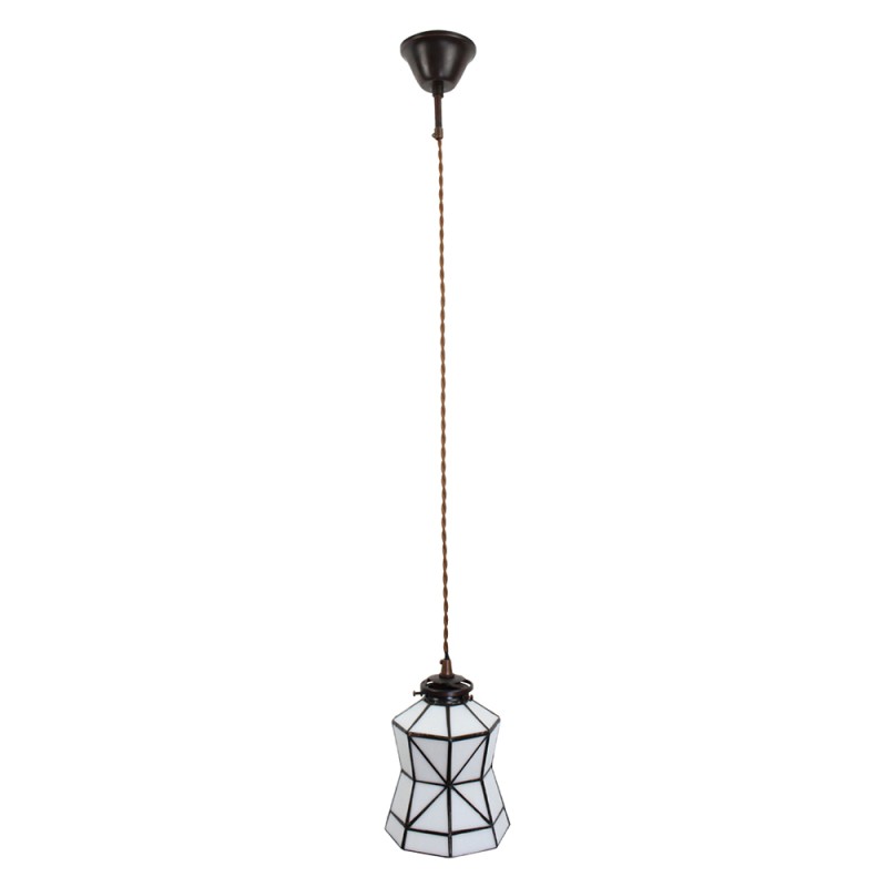 Lumilamp Hängeleuchte Tiffany Ø 15x115 cm Weiß Braun Glas