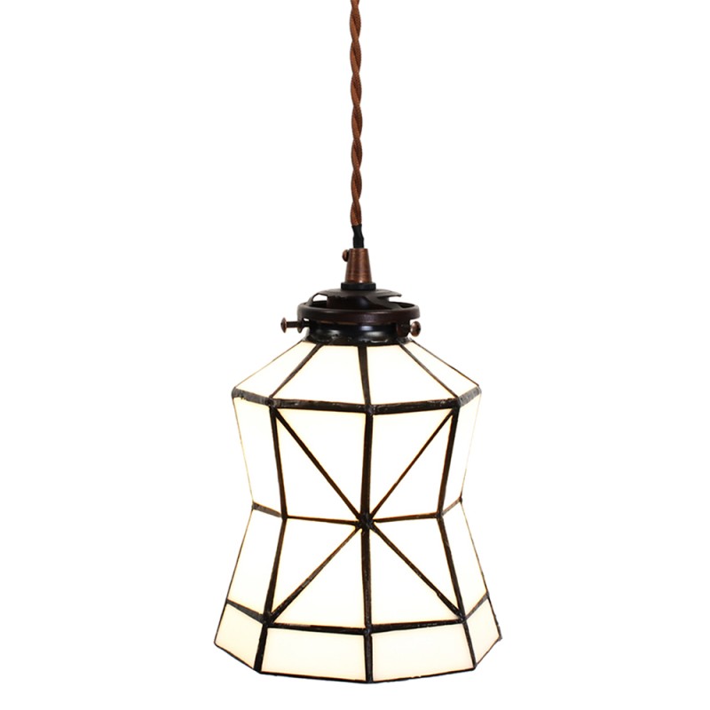 Lumilamp Hängeleuchte Tiffany Ø 15x115 cm Weiß Braun Glas