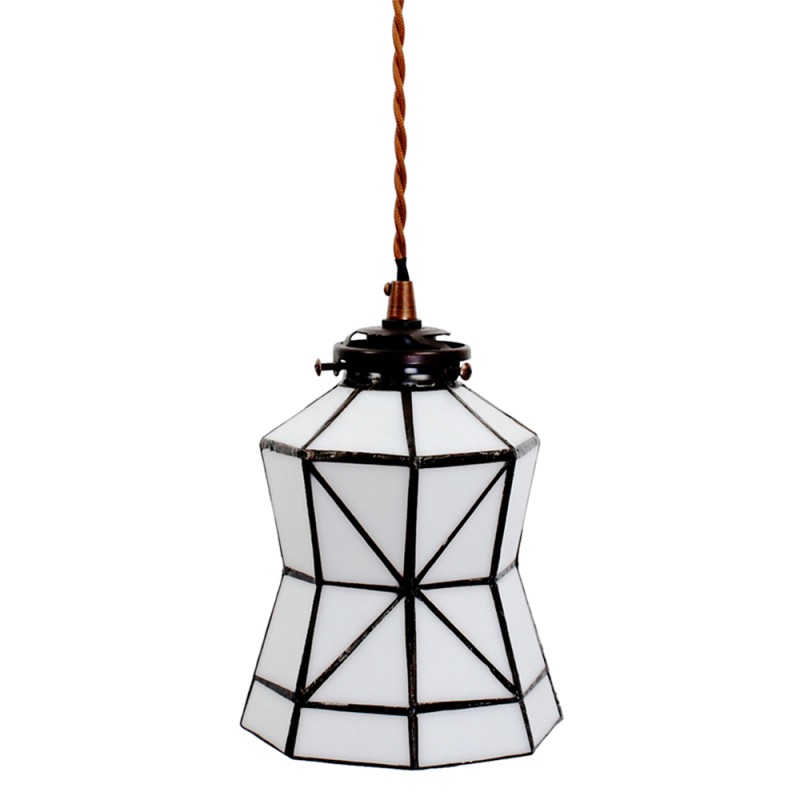 Lumilamp Hängeleuchte Tiffany Ø 15x115 cm Weiß Braun Glas