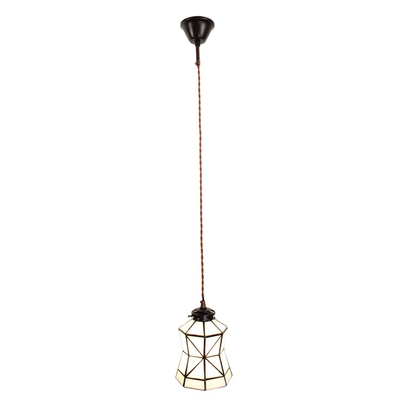Lumilamp Hängeleuchte Tiffany Ø 15x115 cm Weiß Braun Glas