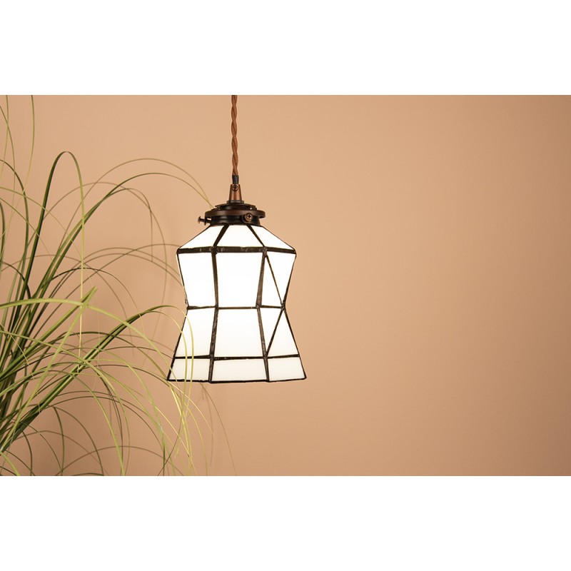 Lumilamp Hängeleuchte Tiffany Ø 15x115 cm Weiß Braun Glas
