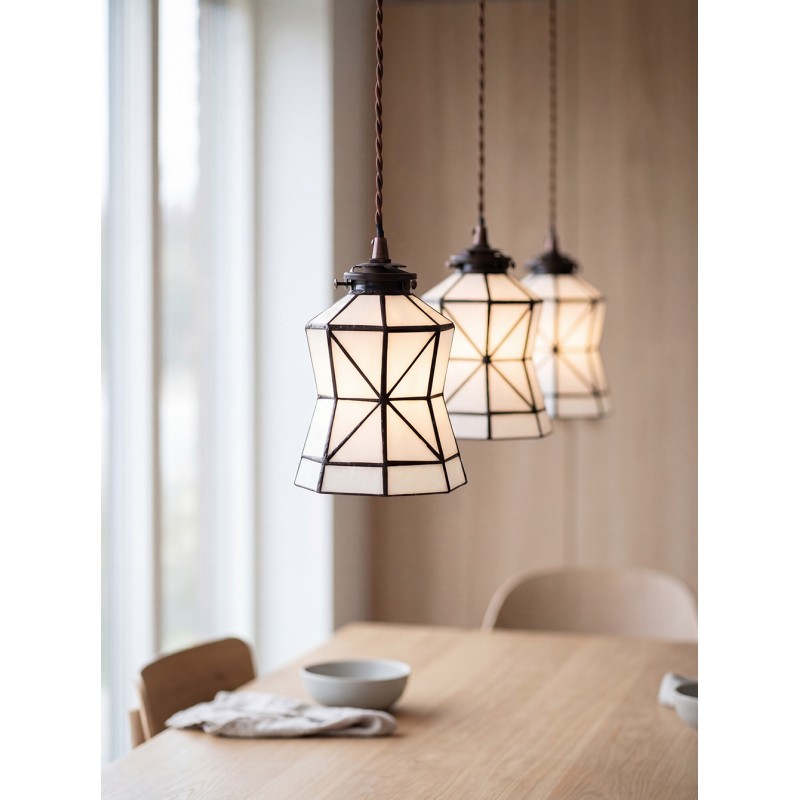 Lumilamp Hängeleuchte Tiffany Ø 15x115 cm Weiß Braun Glas