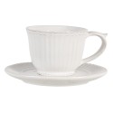 Clayre & Eef Tazza e piattino 150 ml Bianco Dolomia