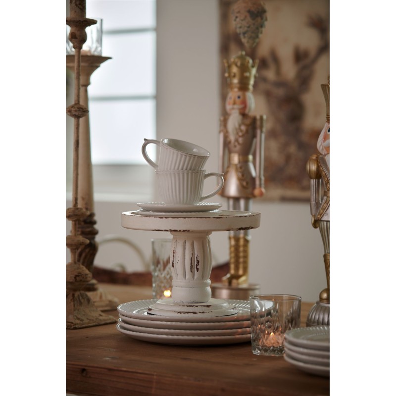 Clayre & Eef Tazza e piattino 150 ml Bianco Dolomia