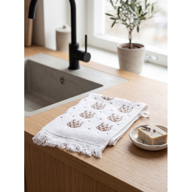 Clayre & Eef Serviette invitée 40x66 cm Blanc Coton Cerf