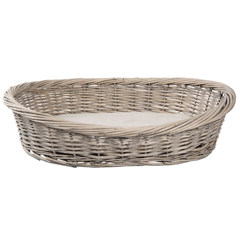 Clayre & Eef Dog Basket 74x57x19 cm Grey Rattan