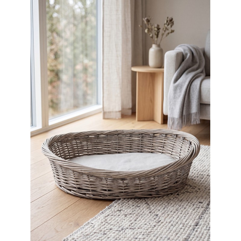Clayre & Eef Cesta per cani 74x57x19 cm Grigio Rattan