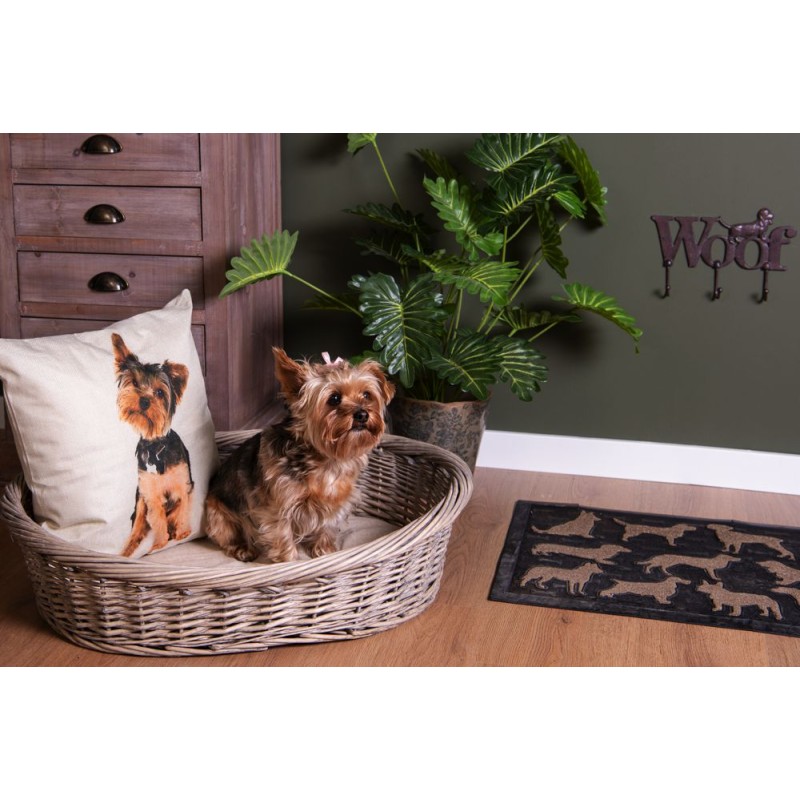Clayre & Eef Cesta per cani 74x57x19 cm Grigio Rattan