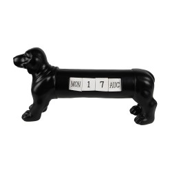Clayre & Eef Calendrier Chien 31x8x15 cm Noir Polyrésine