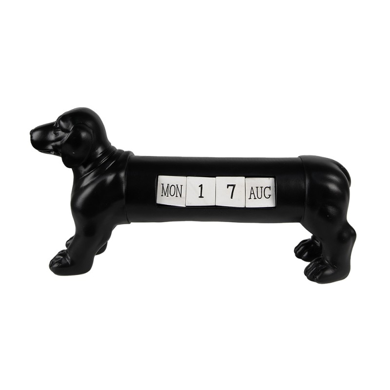 Clayre & Eef Kalender Hond 31x8x15 cm Zwart Polyresin