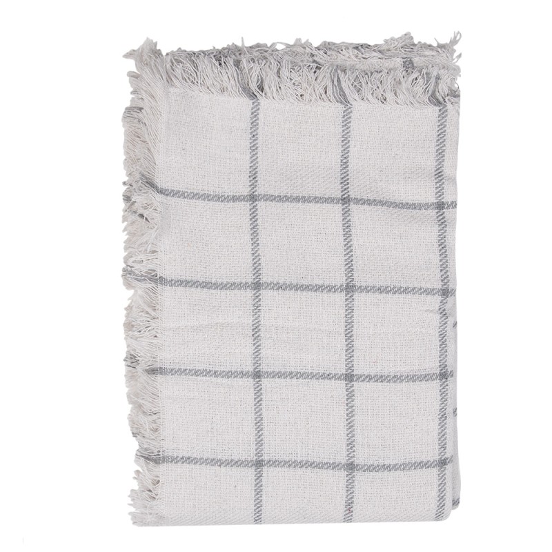 Clayre & Eef Plaid 125x150 cm Bianco Grigio Cotone Strisce