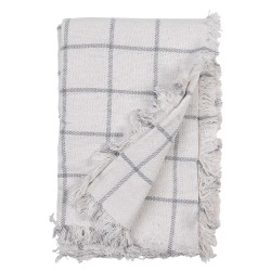 Clayre & Eef Plaid 125x150 cm Bianco Grigio Cotone Strisce